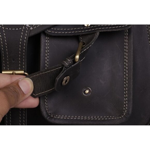 Women Charcoal Black Crossbody Satchel Ladies Tote Travel Leather Shoulder Bag - Picture 8 of 9